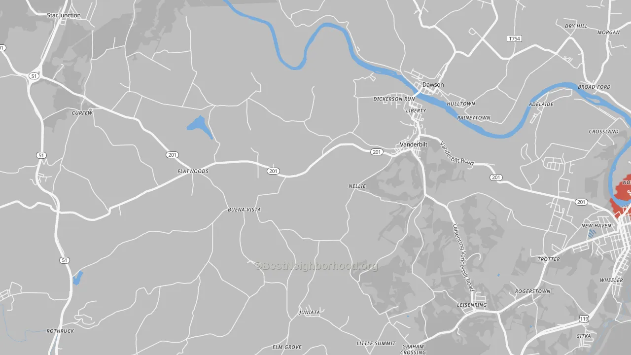 Transit Grade map of Vanderbilt, PA