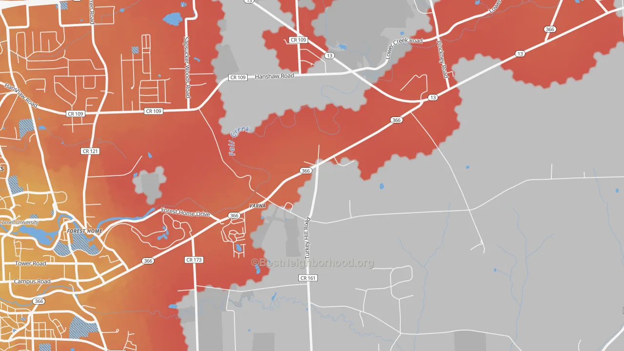 Transit Grade map of Varna, NY