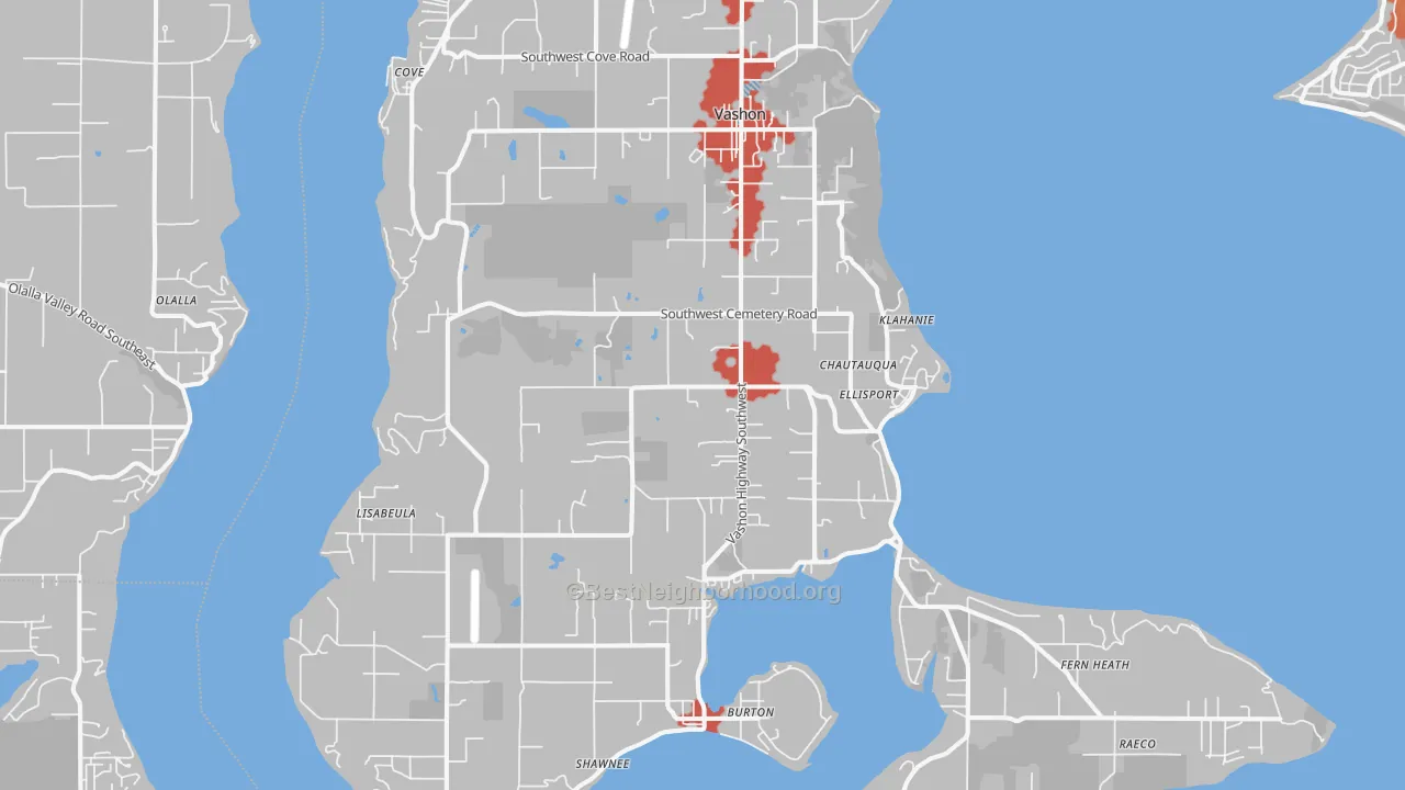 Transit Grade map of Vashon, WA