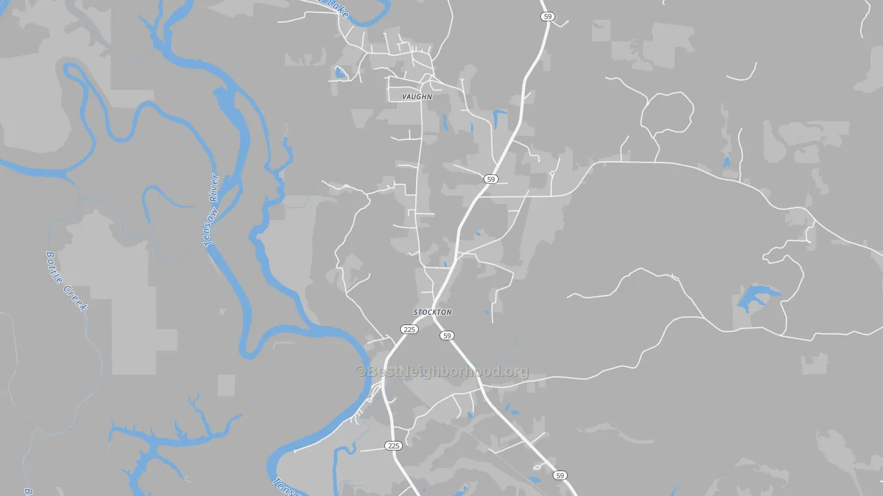 Transit Grade map of Vaughn, AL