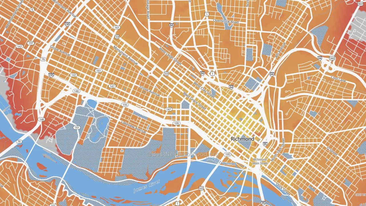 Transit Grade map of VCU, Richmond, VA