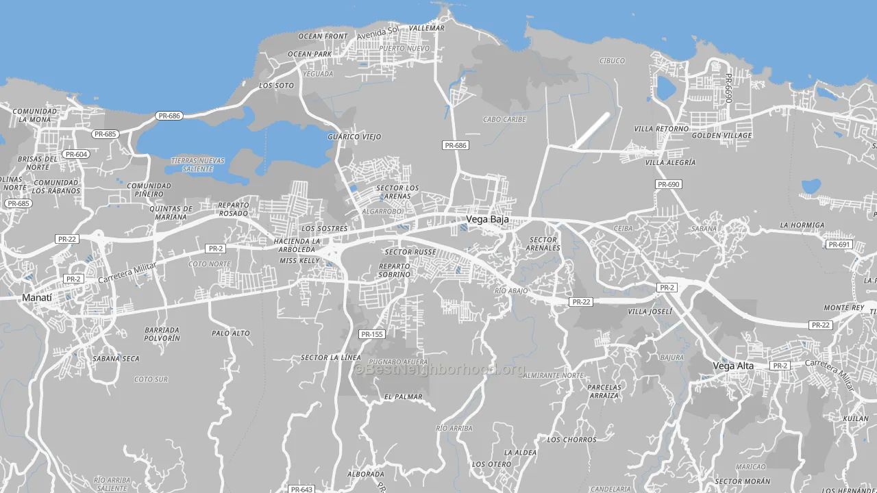 Transit Grade map of Vega Baja Municipio, PR