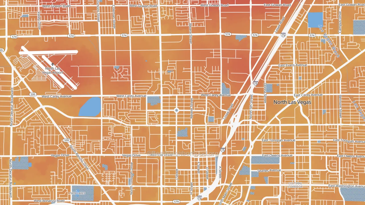 Transit Grade map of Vegas Heights, North Las Vegas, NV