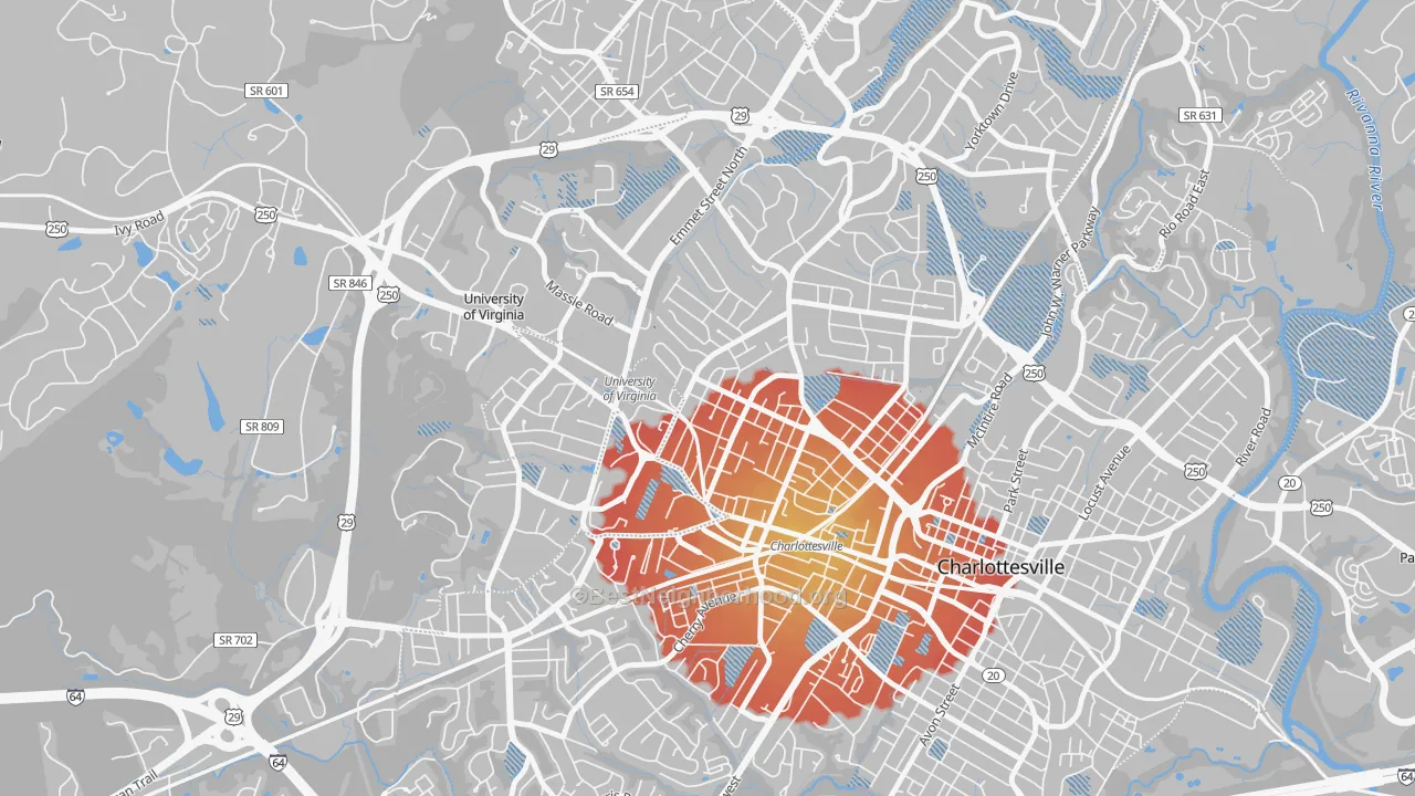 Transit Grade map of Venable, Charlottesville, VA
