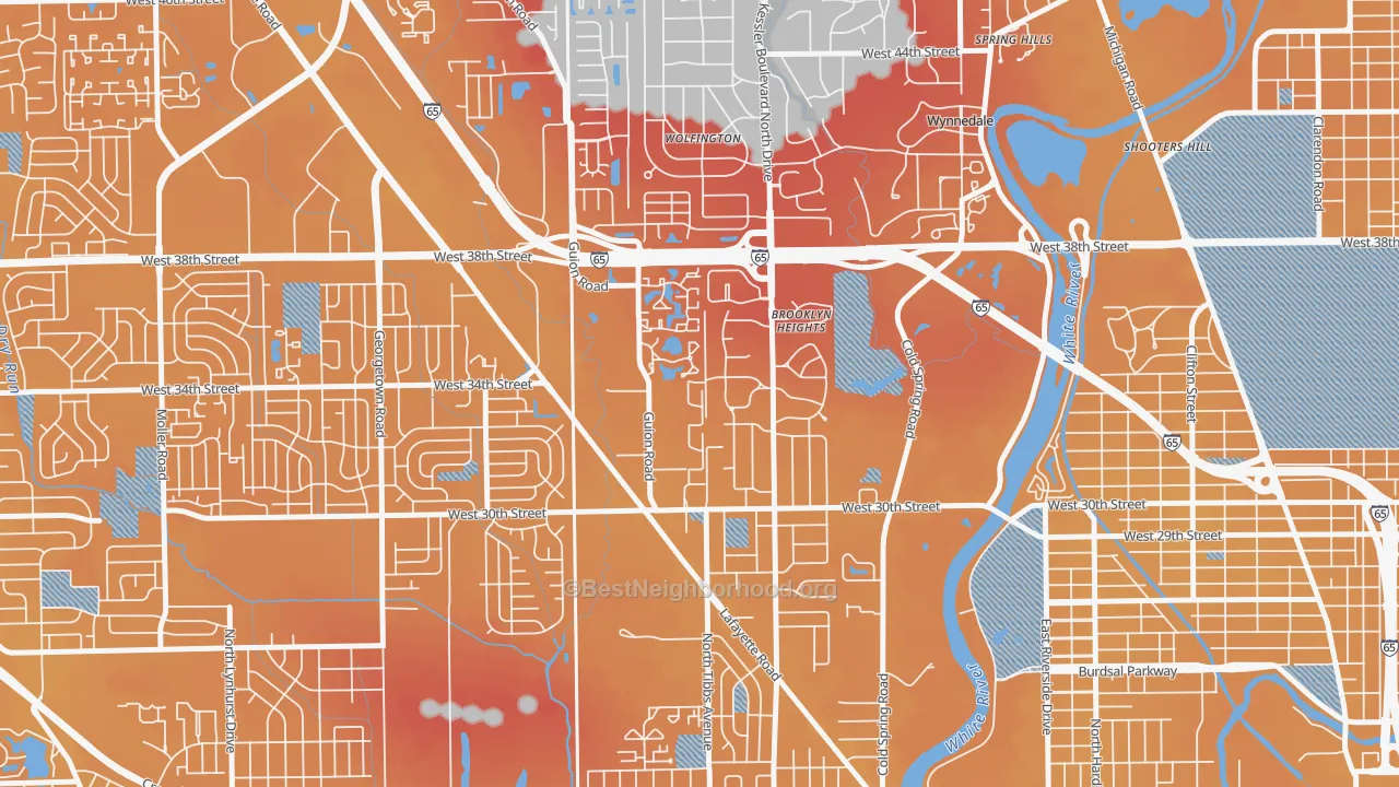 Transit Grade map of Venerable Flackville, Indianapolis, IN