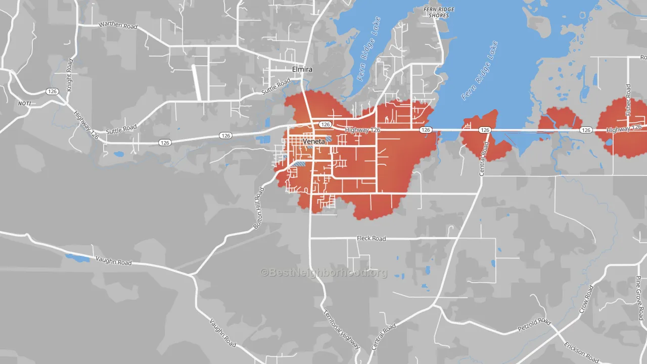 Transit Grade map of Veneta, OR