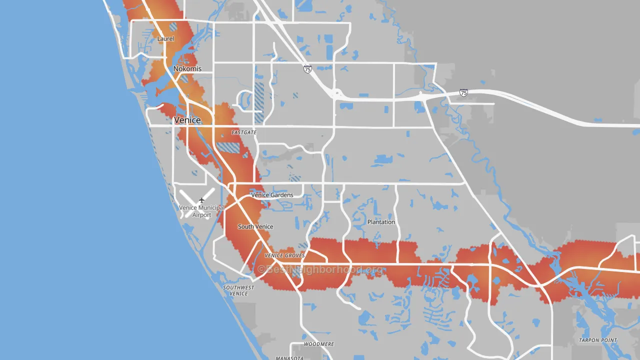 Transit Grade map of Venice, FL