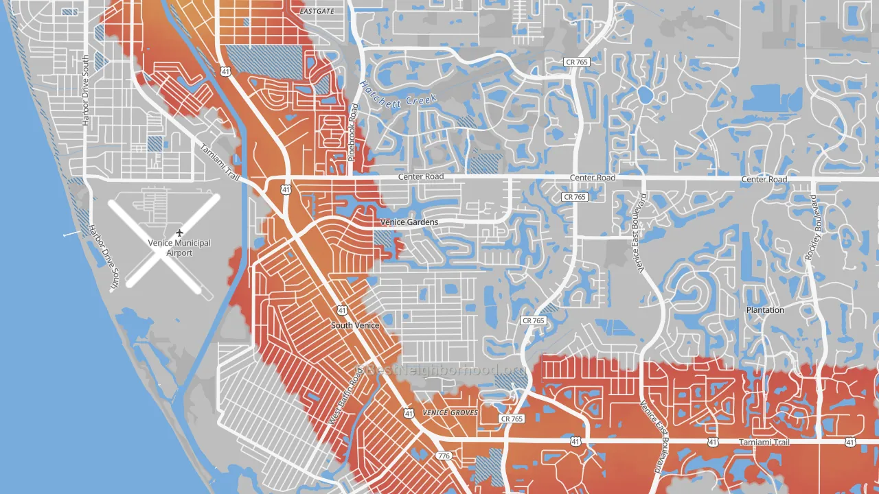 Transit Grade map of Venice Gardens, FL