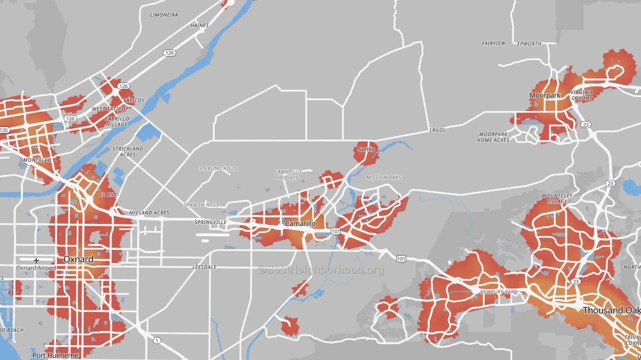 Transit Grade map of Ventura County, CA