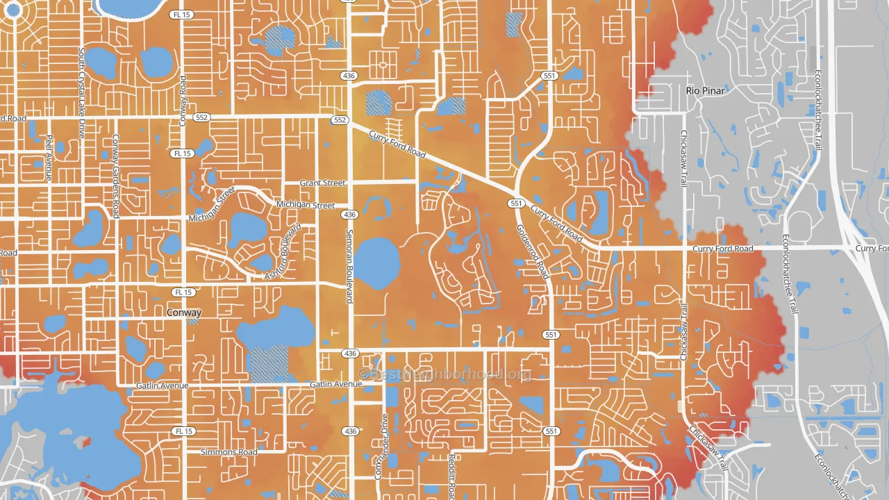 Transit Grade map of Ventura, Orlando, FL