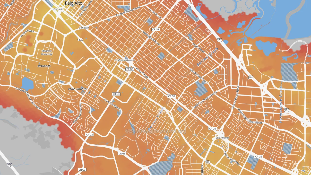 Transit Grade map of Ventura, Palo Alto, CA