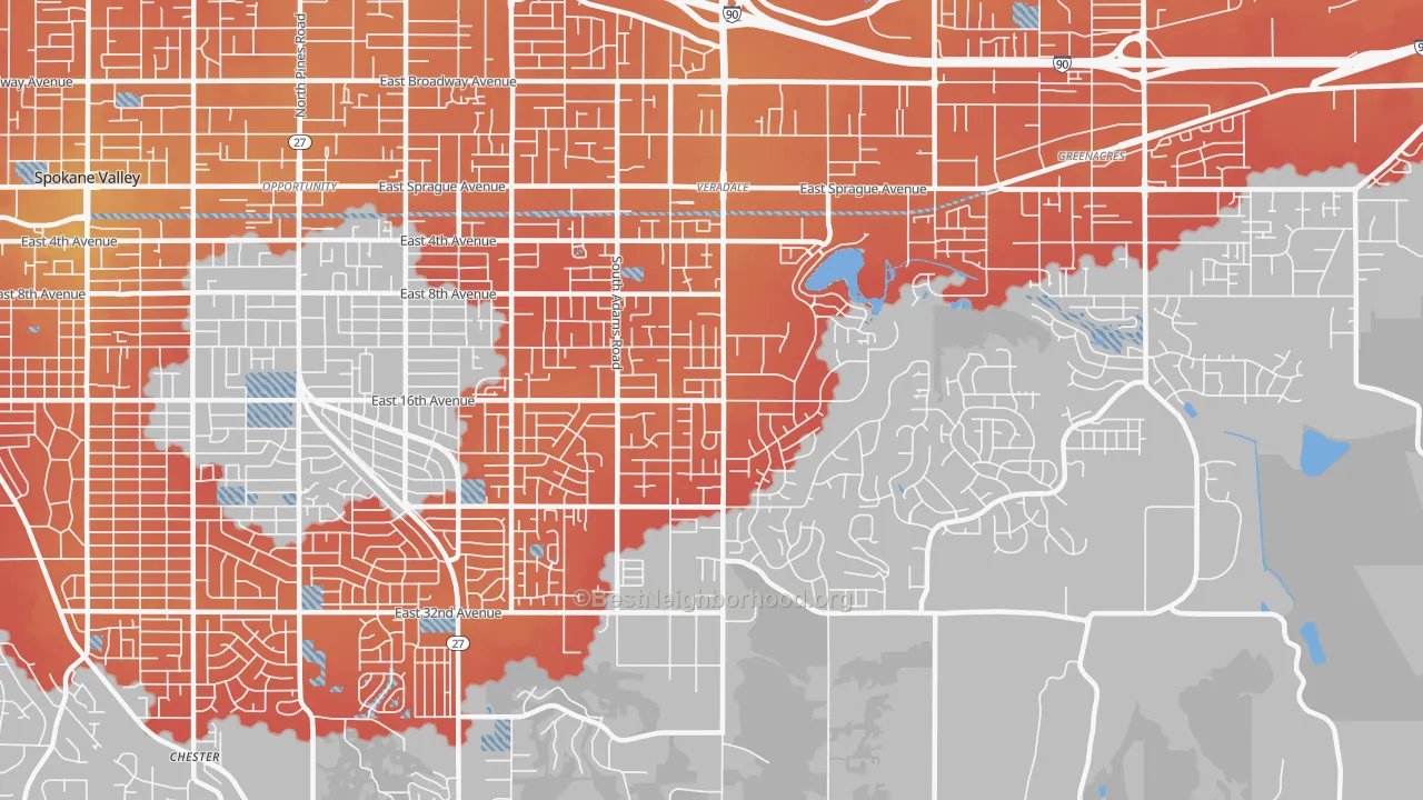 Transit Grade map of Veradale, WA