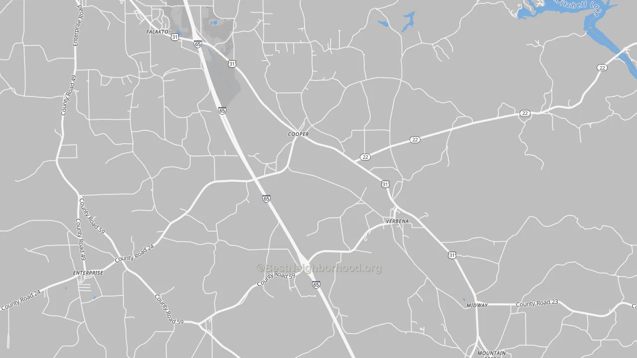Transit Grade map of Verbena, AL