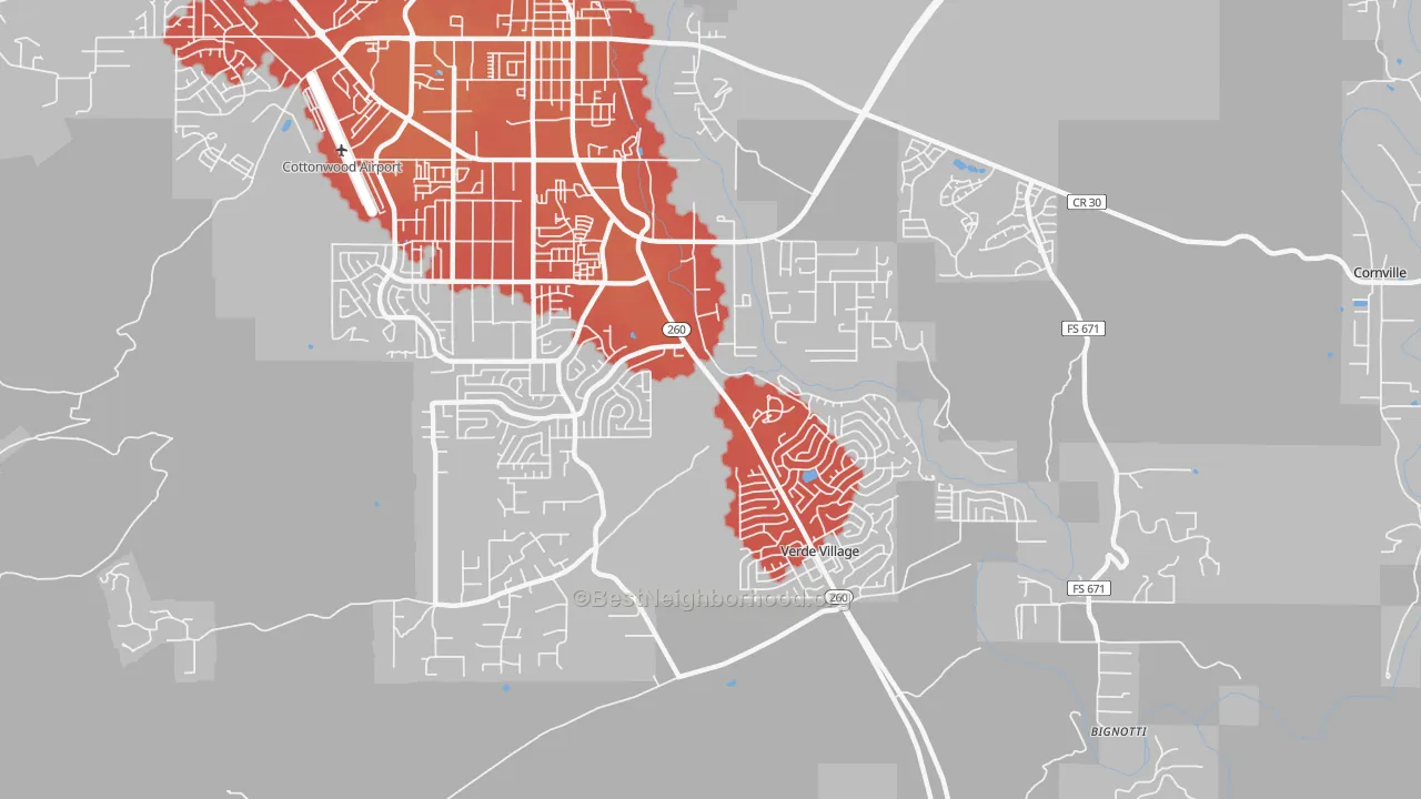 Transit Grade map of Verde Village, AZ