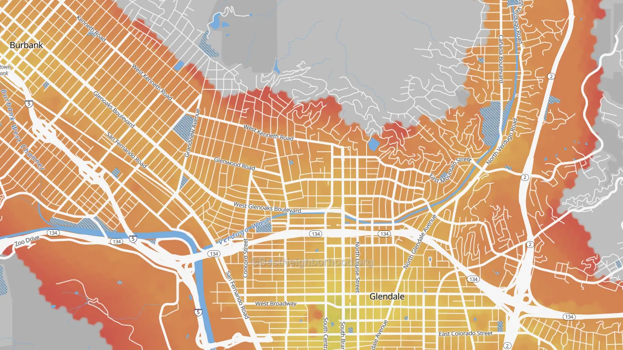 Transit Grade map of Verdugo Viejo, Glendale, CA
