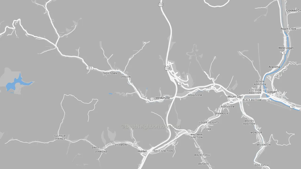 Transit Grade map of Verdunville, WV