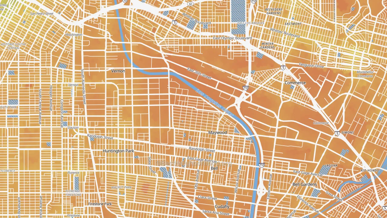 Transit Grade map of Vernon, CA