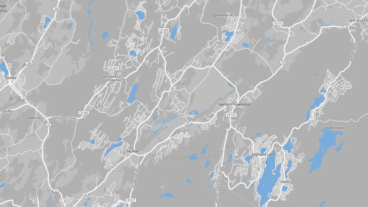 Transit Grade map of Vernon, NJ