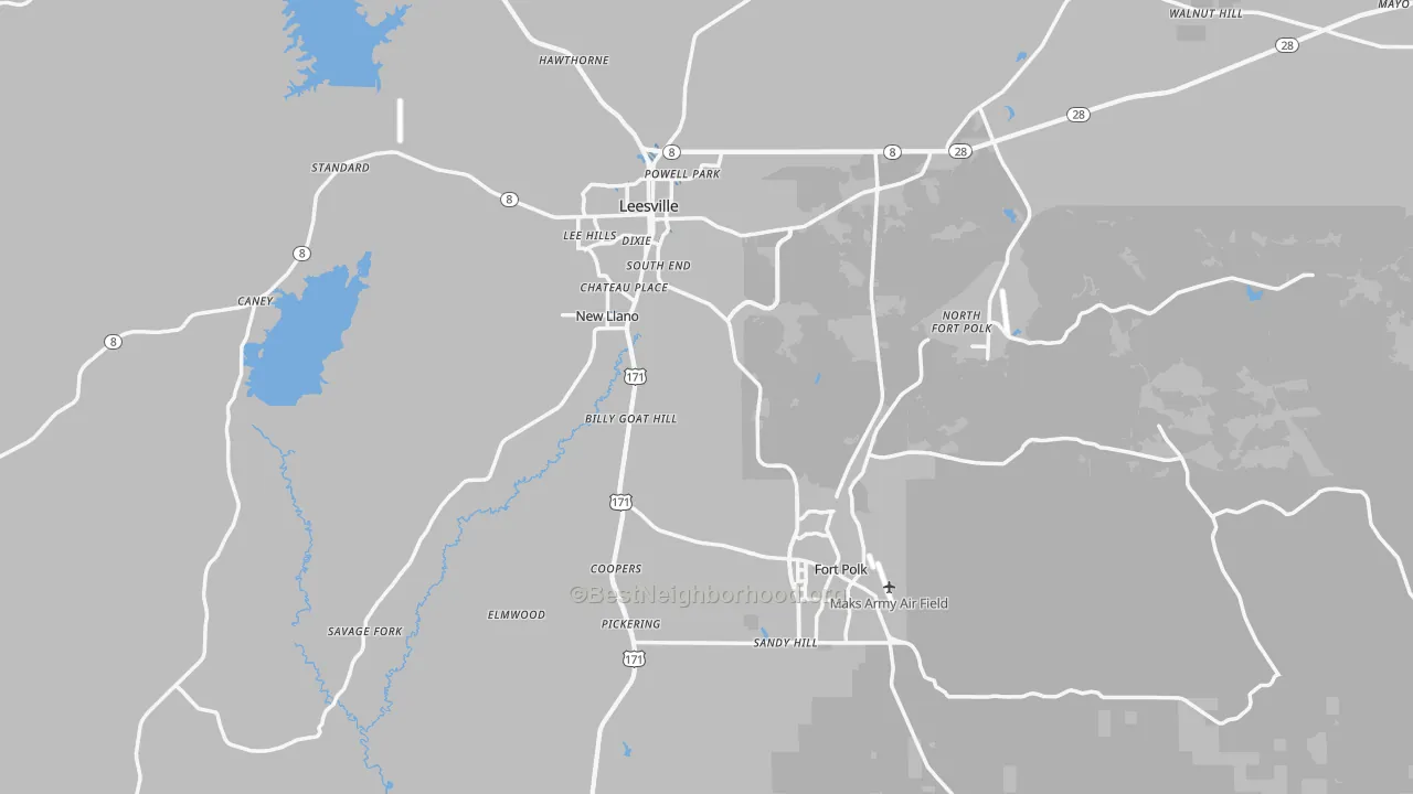 Transit Grade map of Vernon Parish, LA