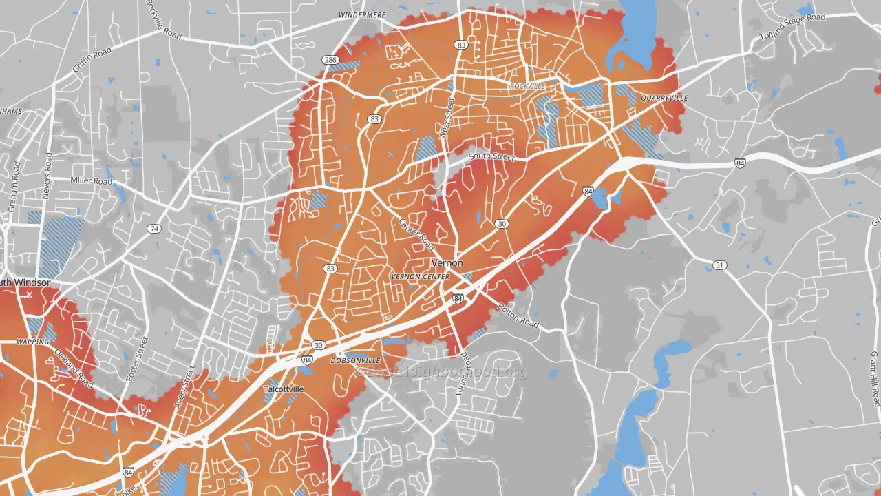 Transit Grade map of Vernon-Rockville, CT