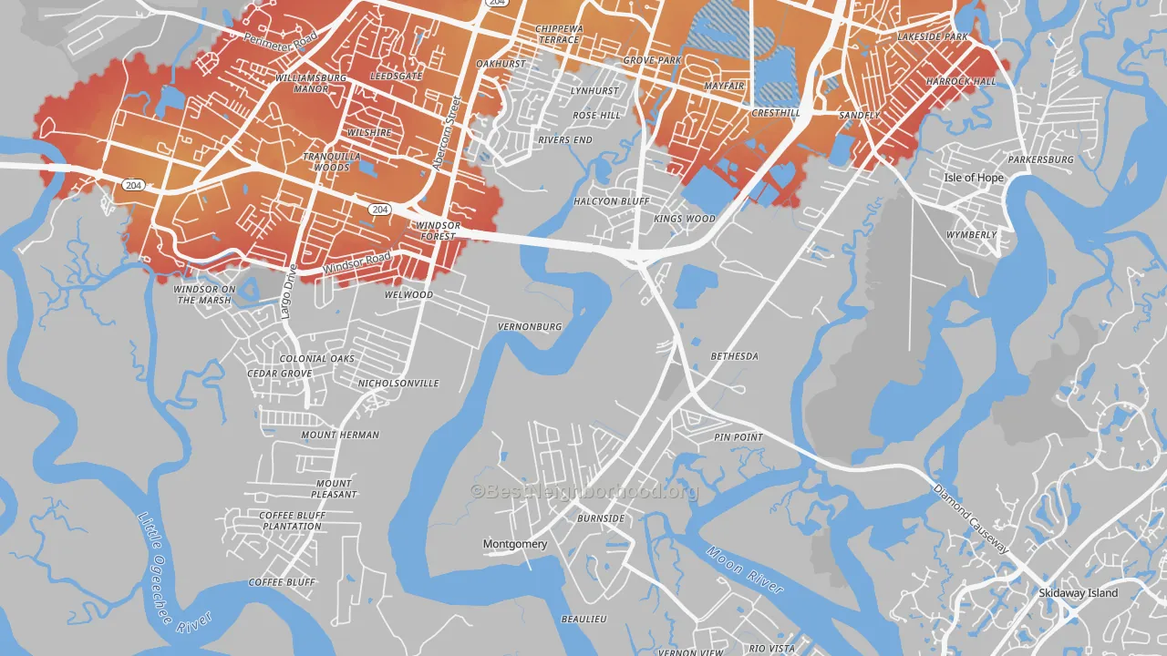 Transit Grade map of Vernonburg, GA