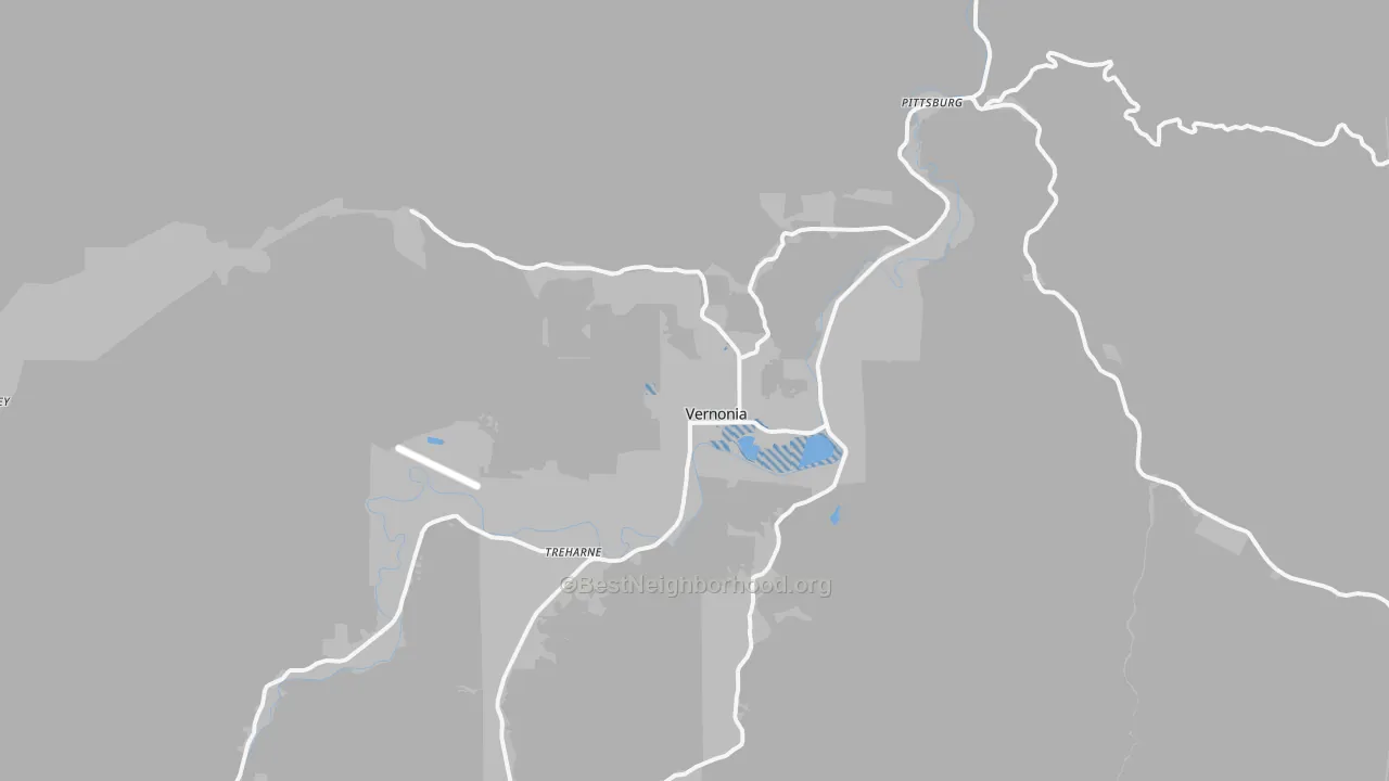 Transit Grade map of Vernonia, OR