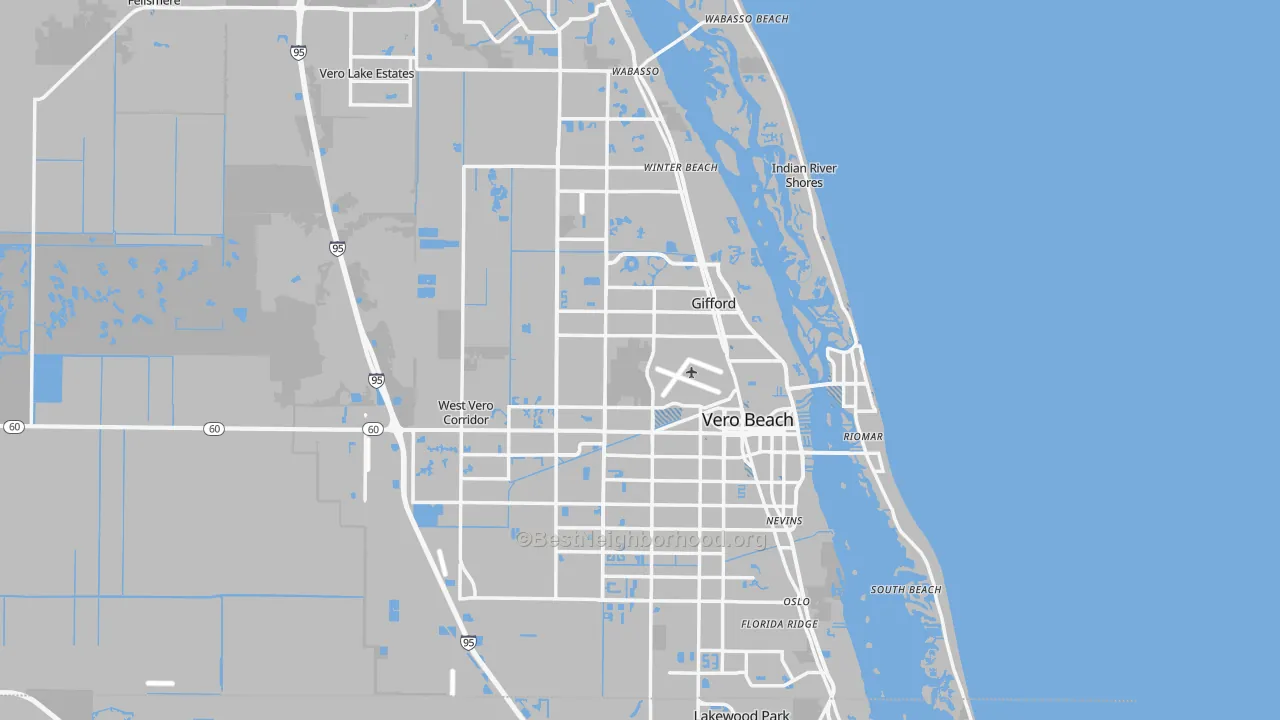 Transit Grade map of Vero Beach, FL