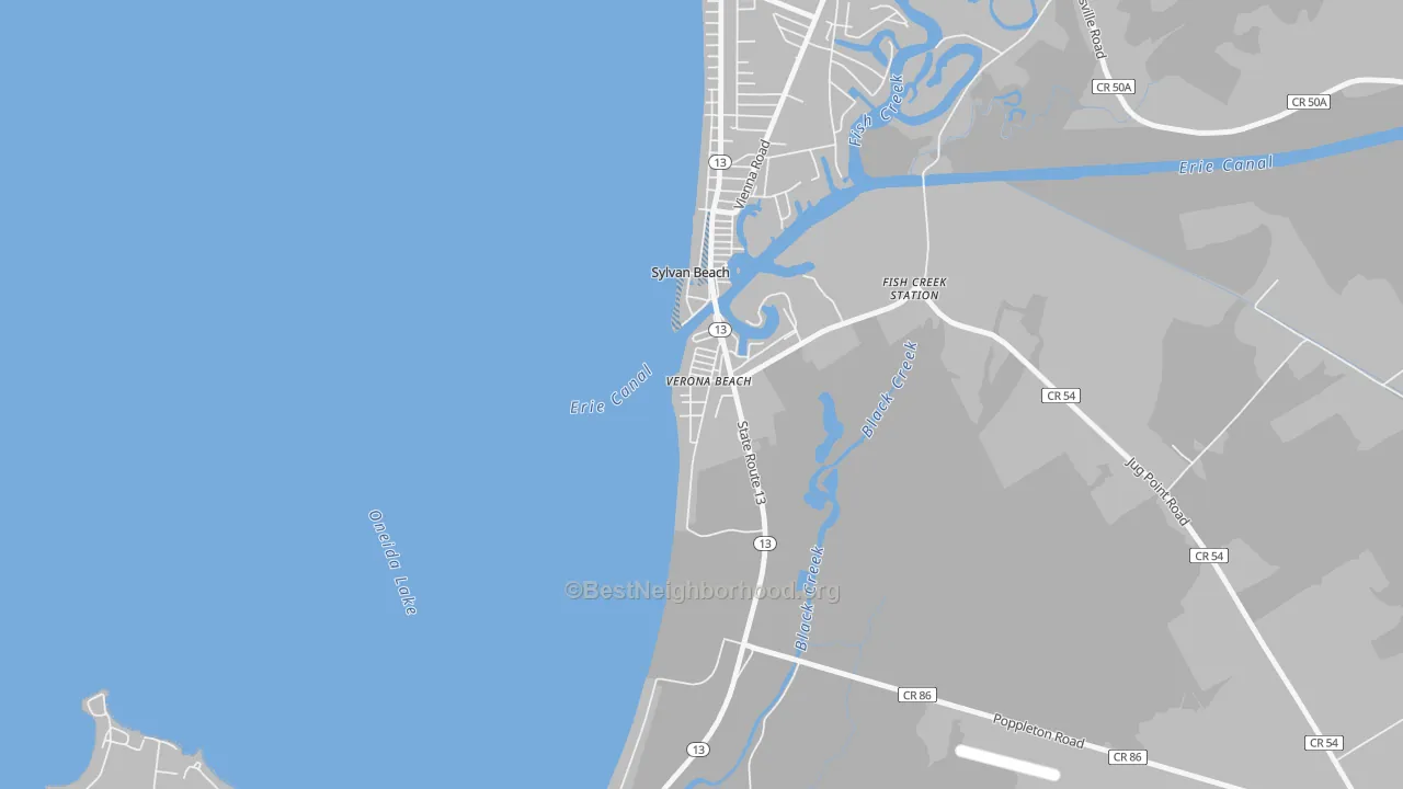 Transit Grade map of Verona Beach, NY