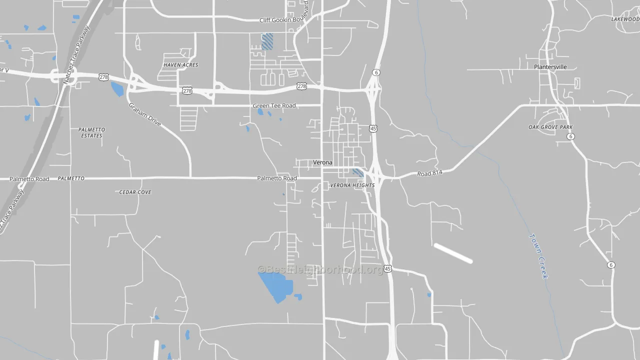 Transit Grade map of Verona, MS