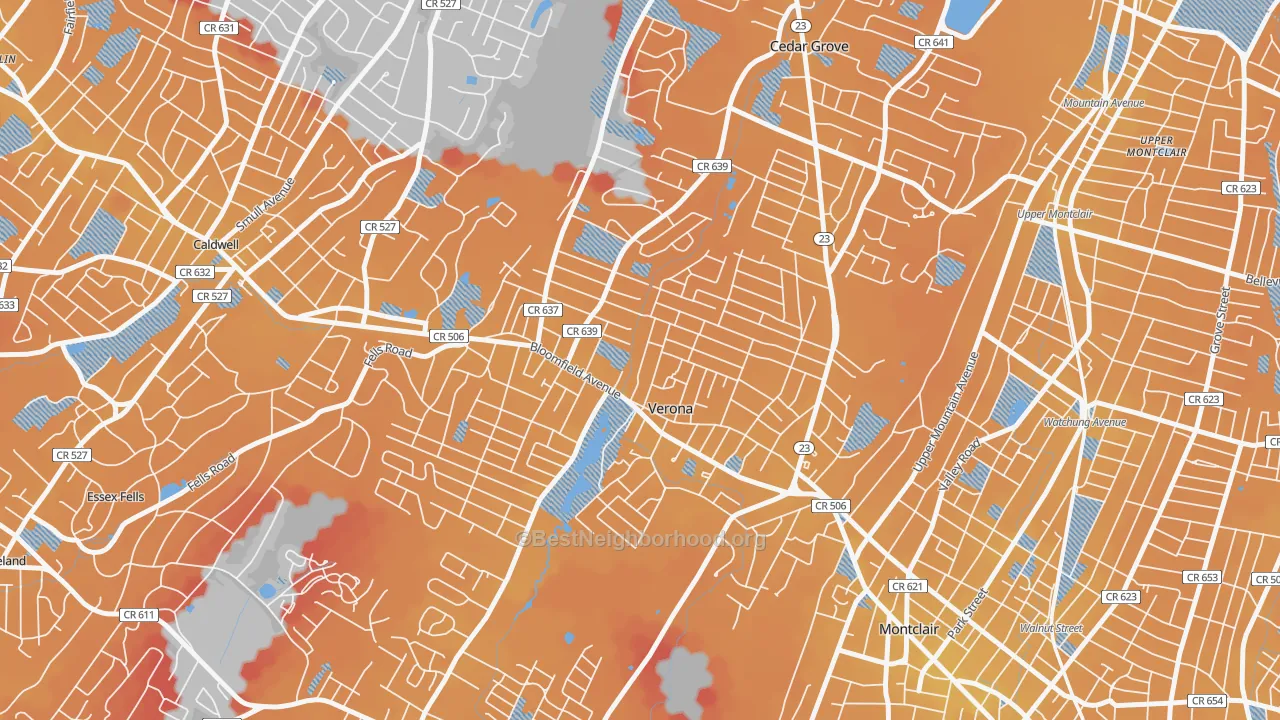 Transit Grade map of Verona, NJ