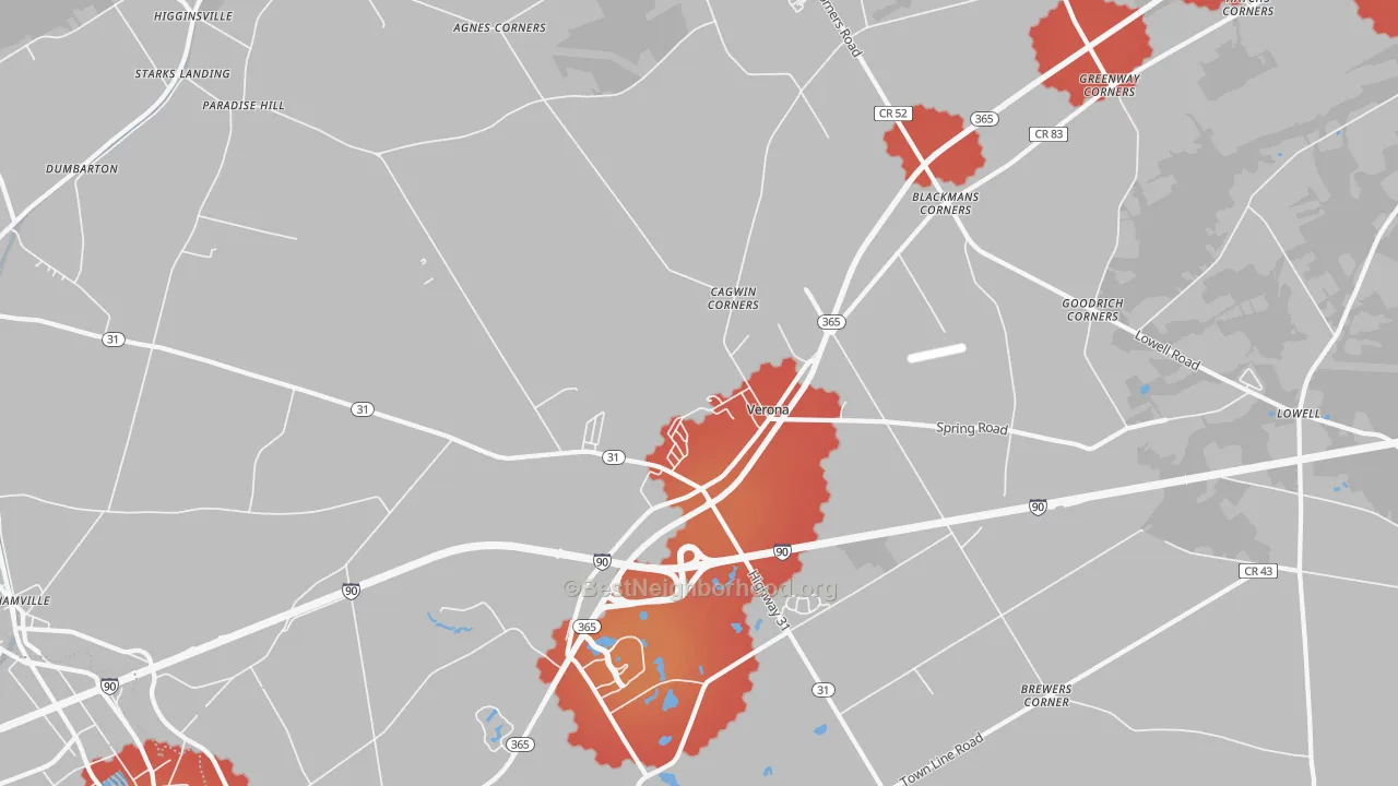 Transit Grade map of Verona, NY