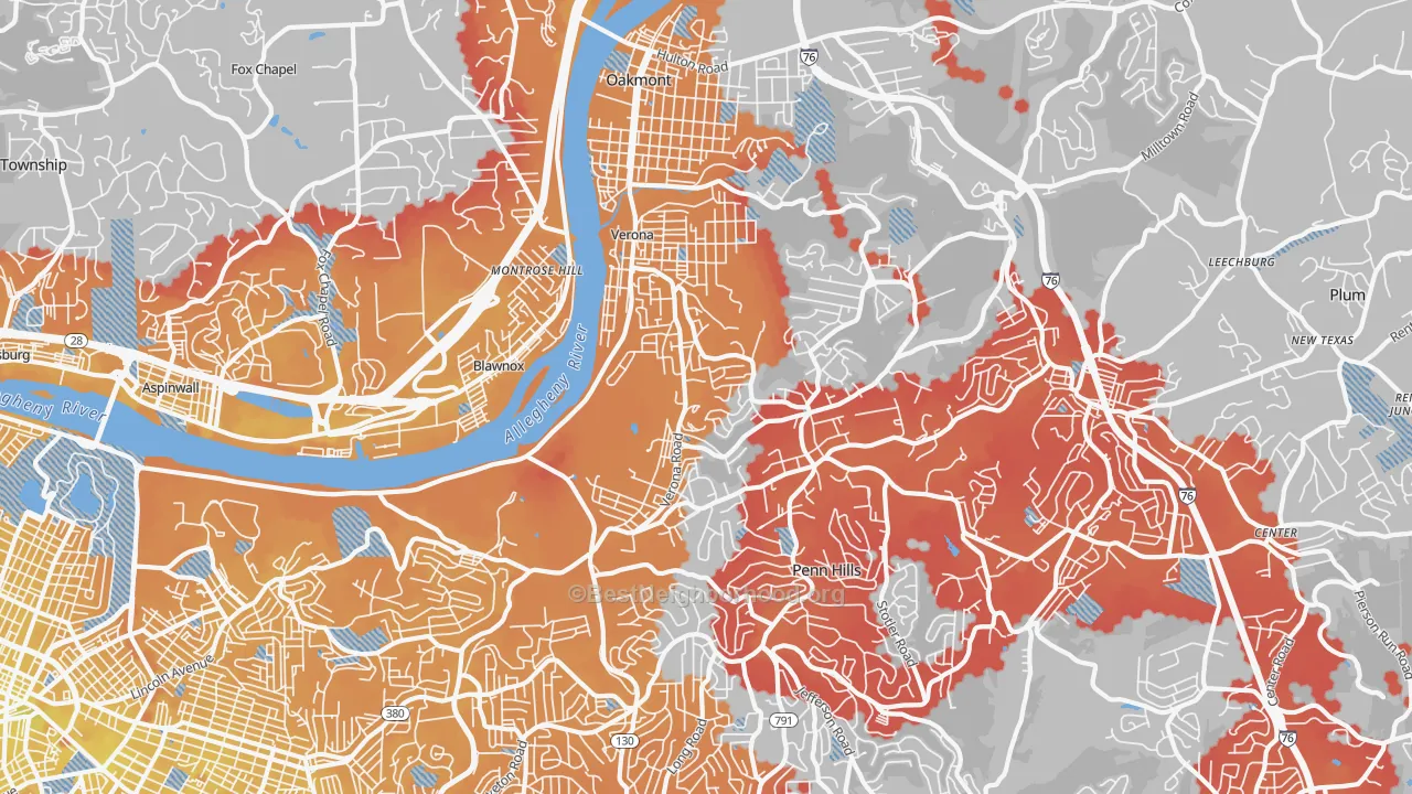Transit Grade map of Verona, PA