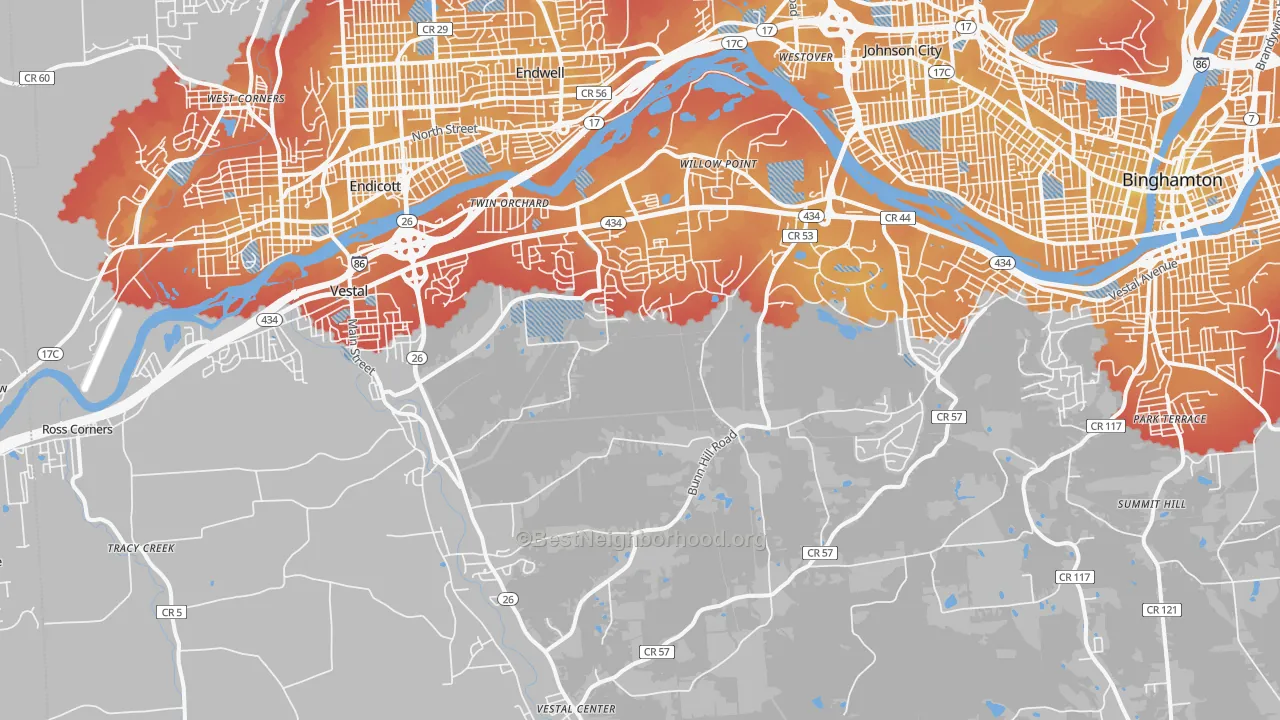 Transit Grade map of Vestal, NY