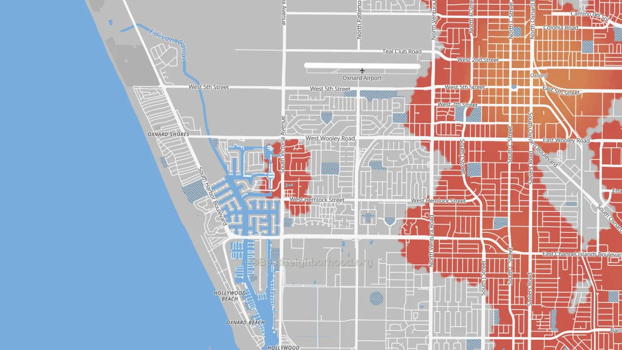 Transit Grade map of Via Marina, Oxnard, CA