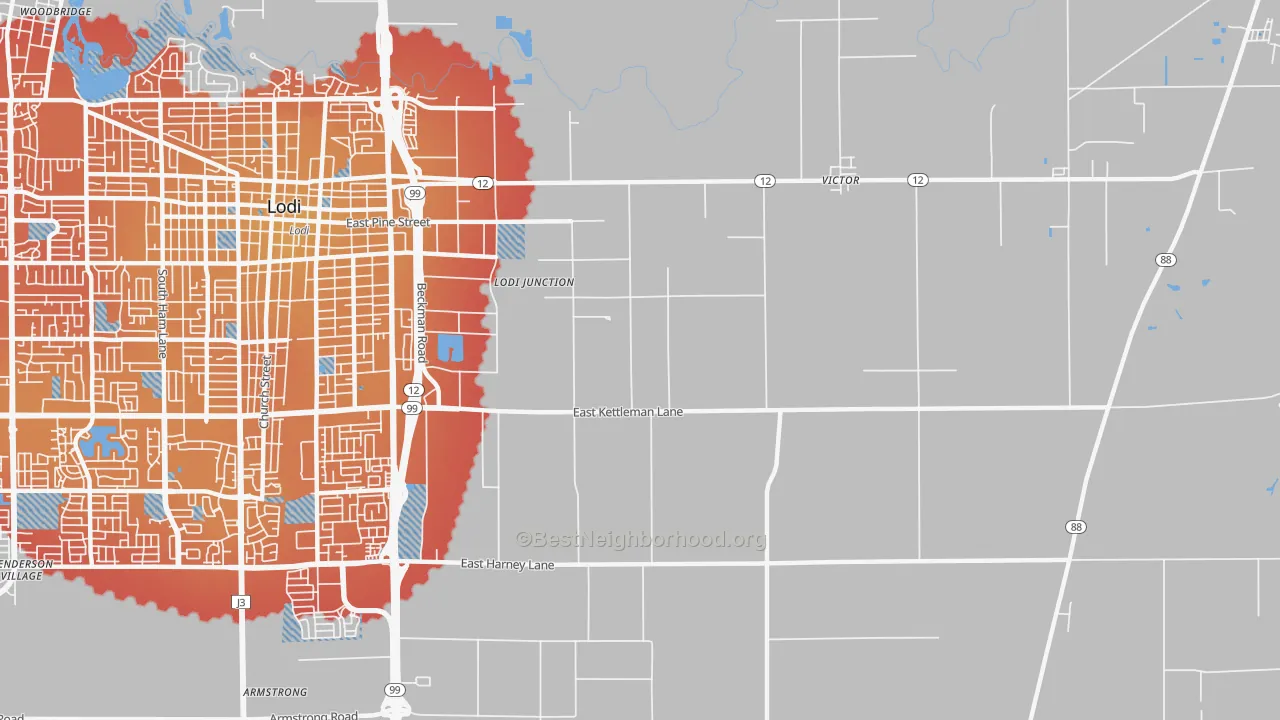 Transit Grade map of Victor, CA