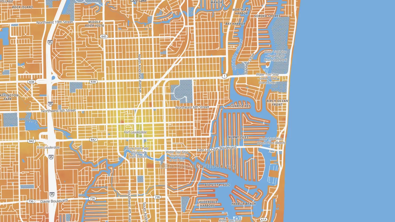 Transit Grade map of Victoria Park, Fort Lauderdale, FL