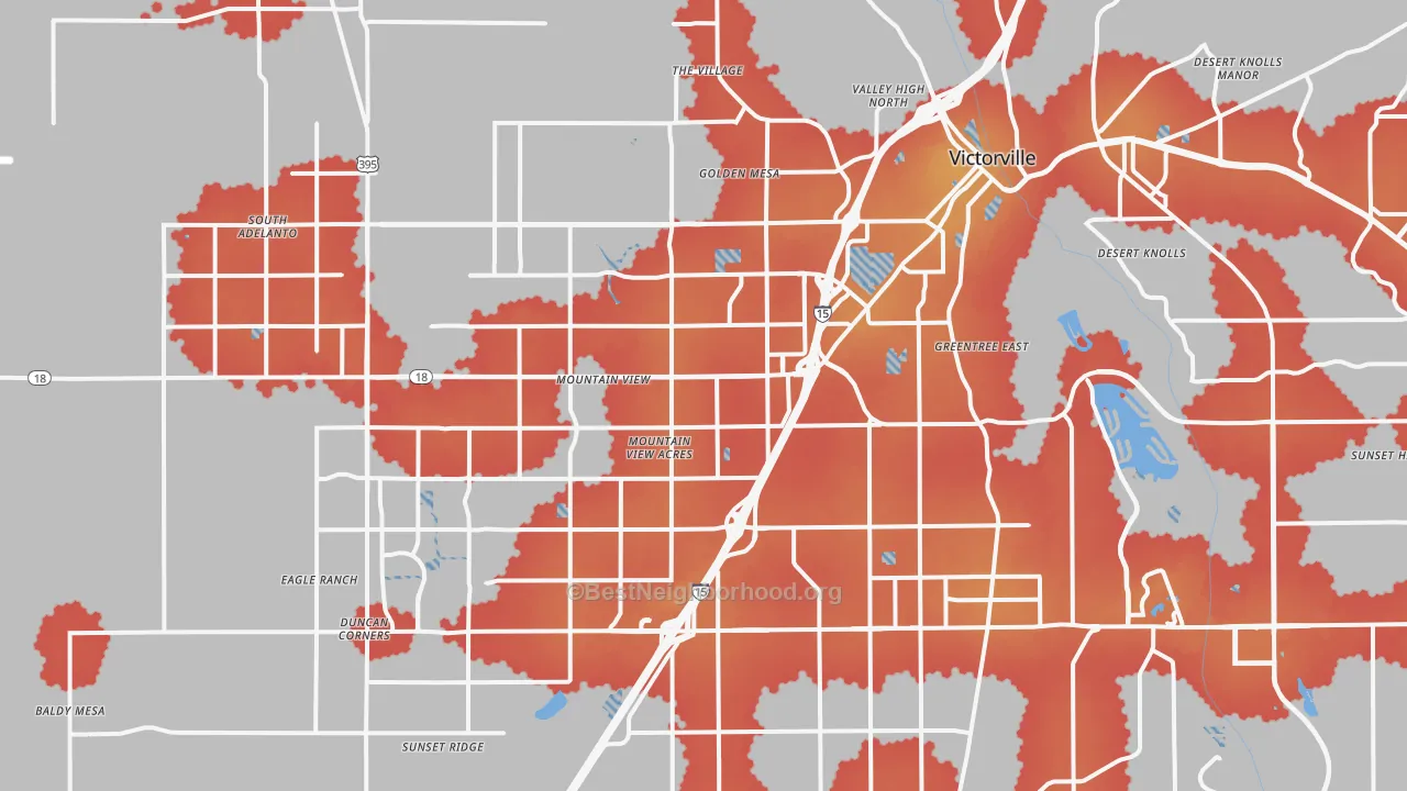 Transit Grade map of Victorville, CA