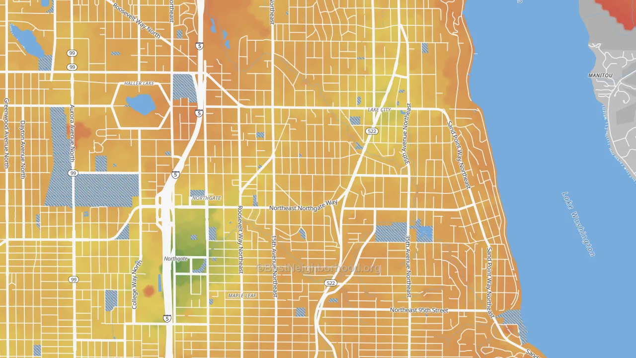 Transit Grade map of Victory Heights, Seattle, WA