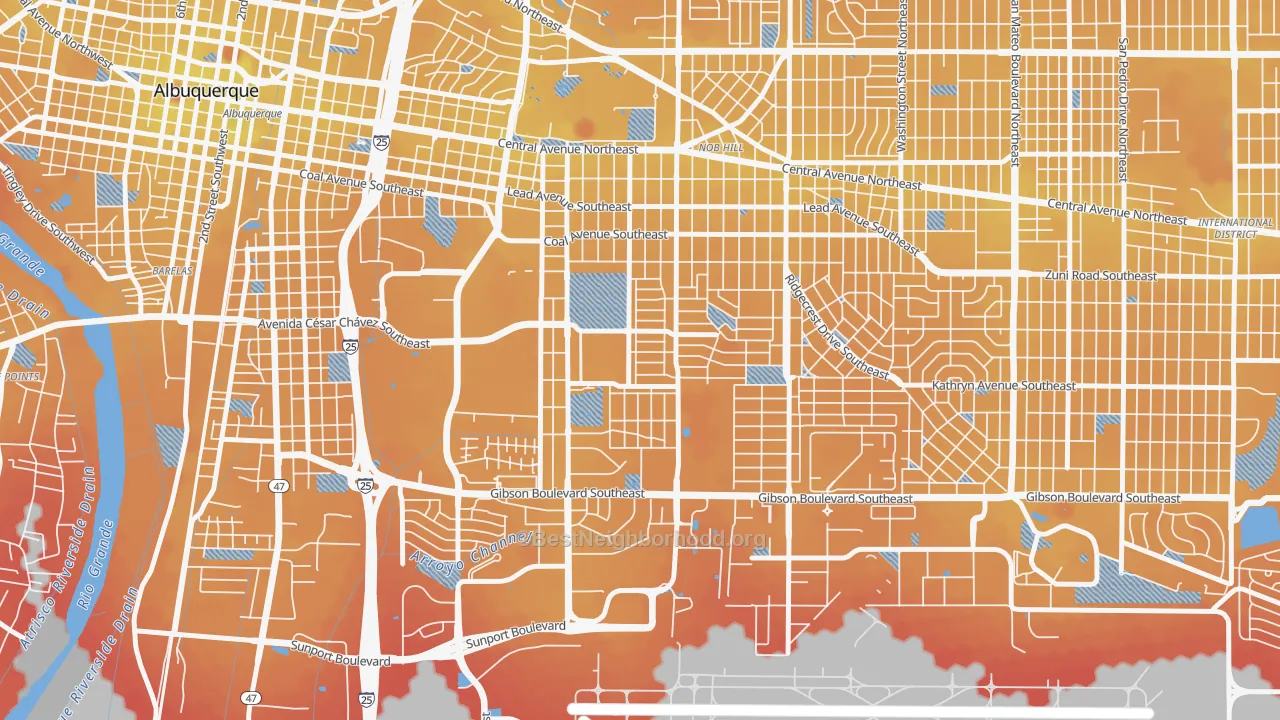 Transit Grade map of Victory Hills, Albuquerque, NM