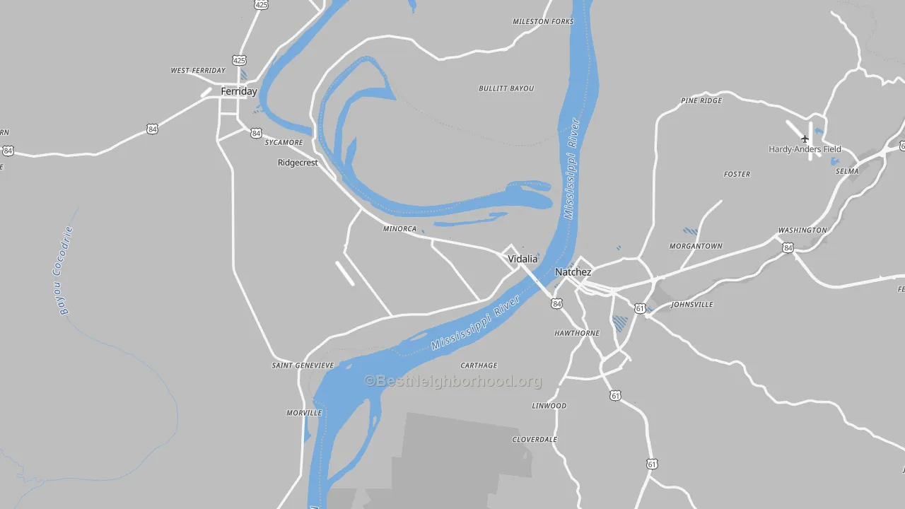 Transit Grade map of Vidalia, LA
