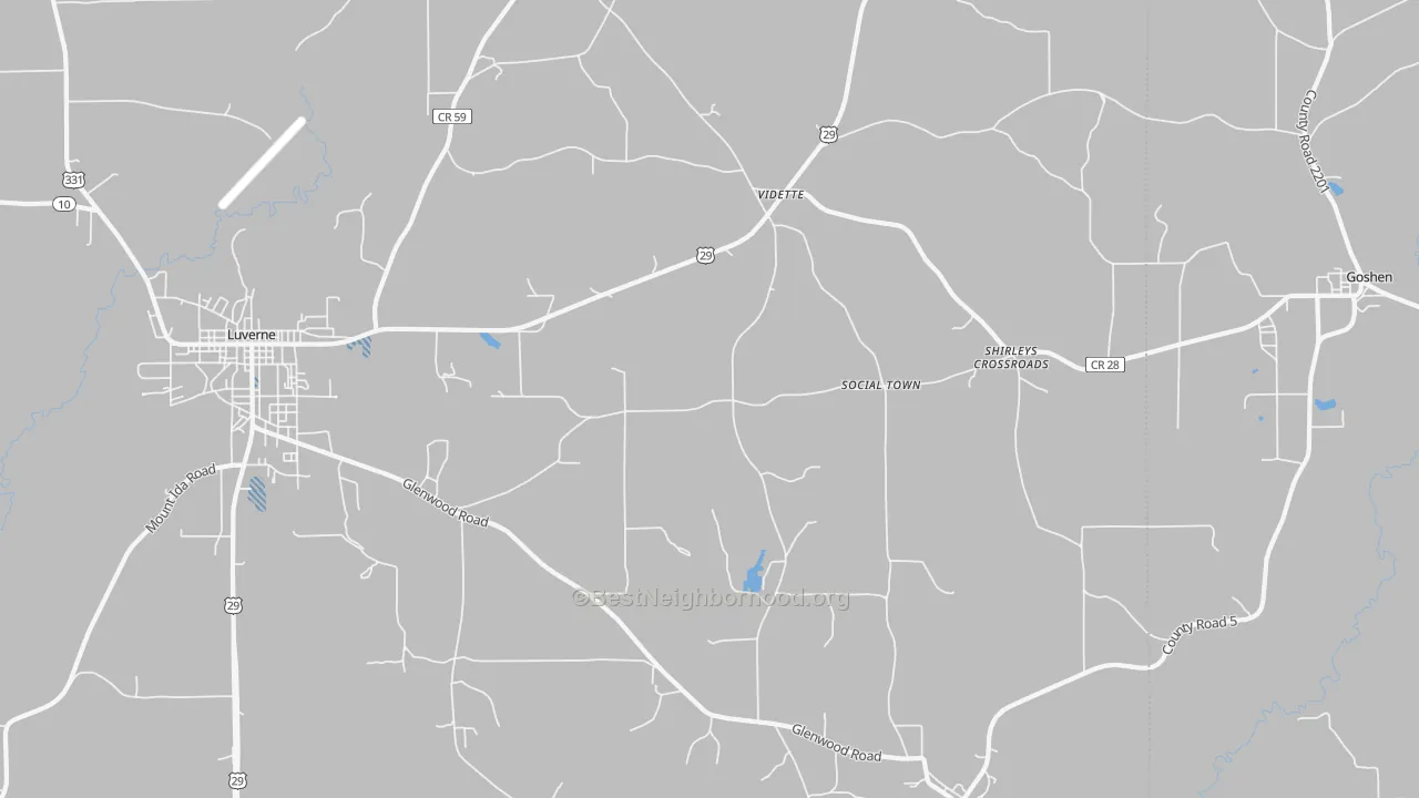 Transit Grade map of Vidette, AL