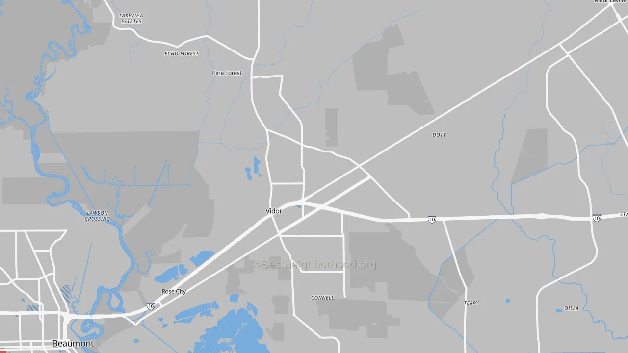 Transit Grade map of Vidor, TX