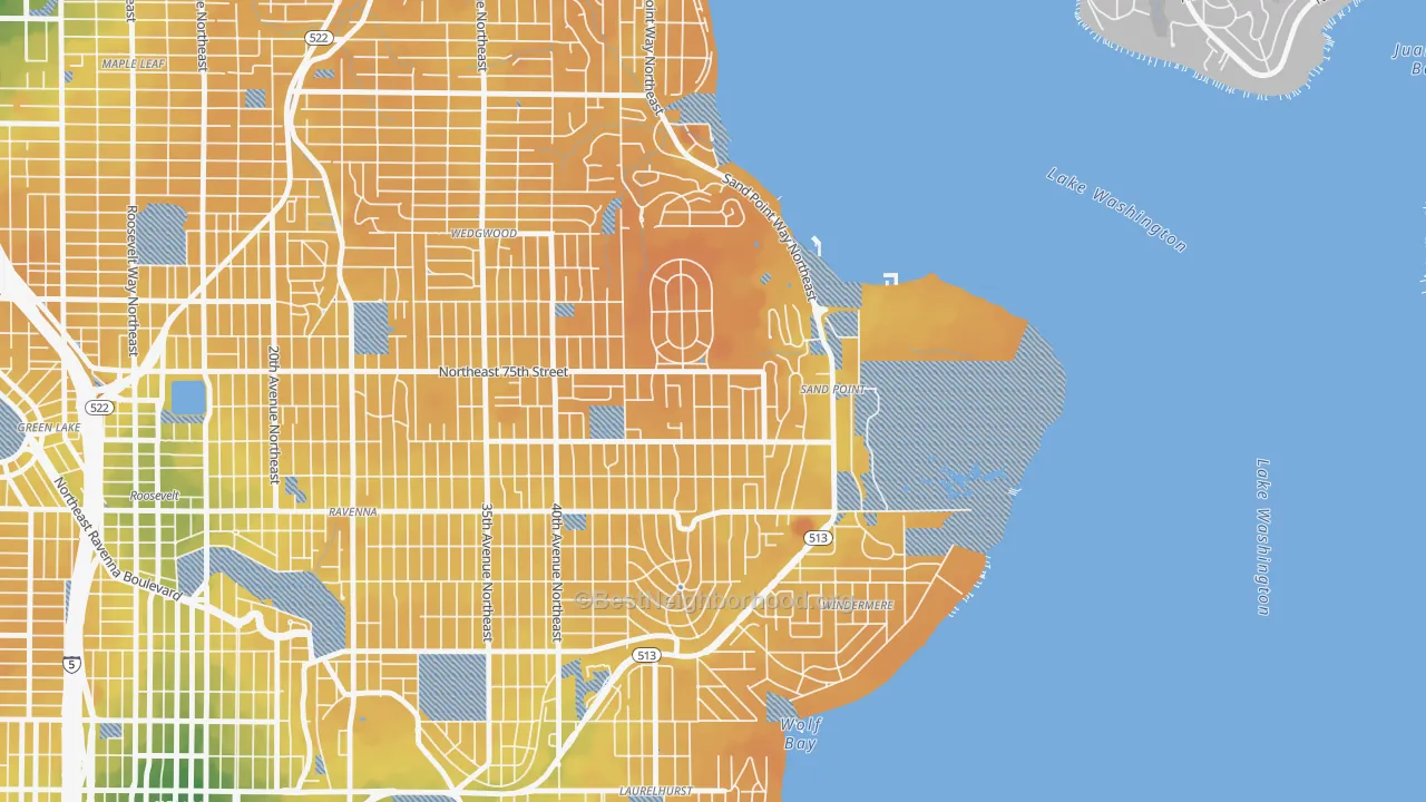Transit Grade map of View Ridge, Seattle, WA