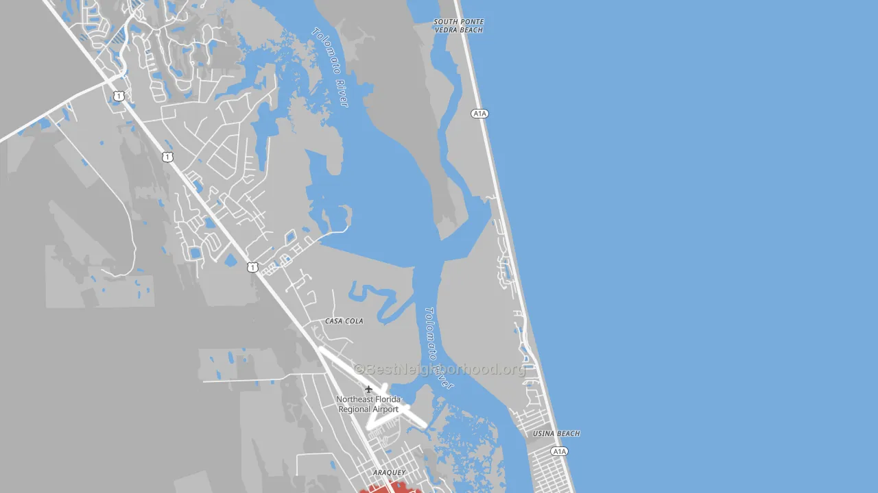 Transit Grade map of Vilano Beach, FL