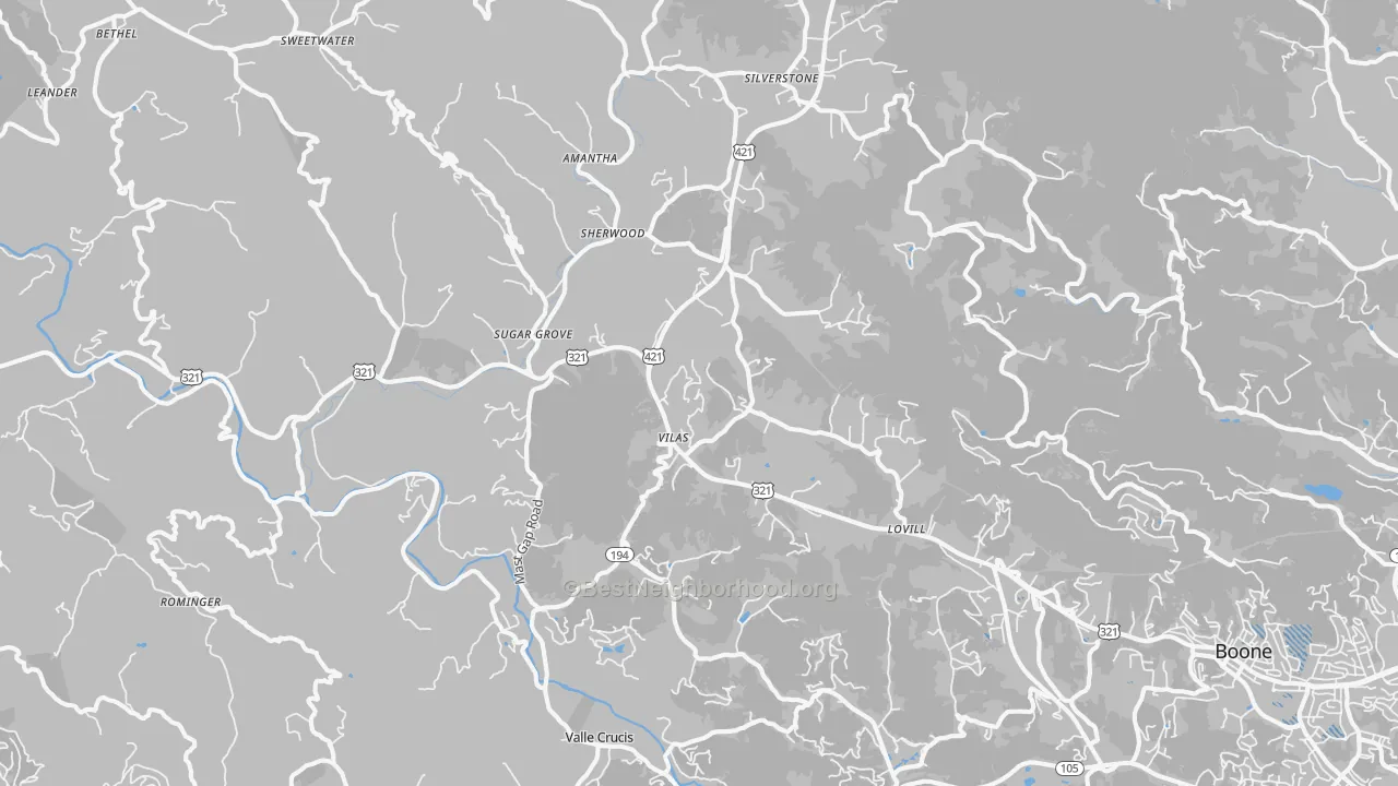 Transit Grade map of Vilas, NC