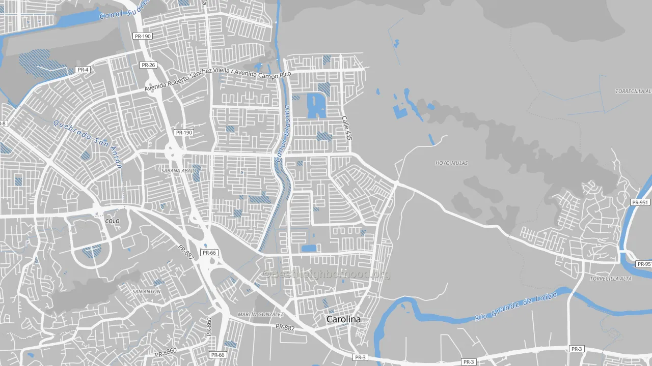 Transit Grade map of Villa Carolina, Carolina, PR
