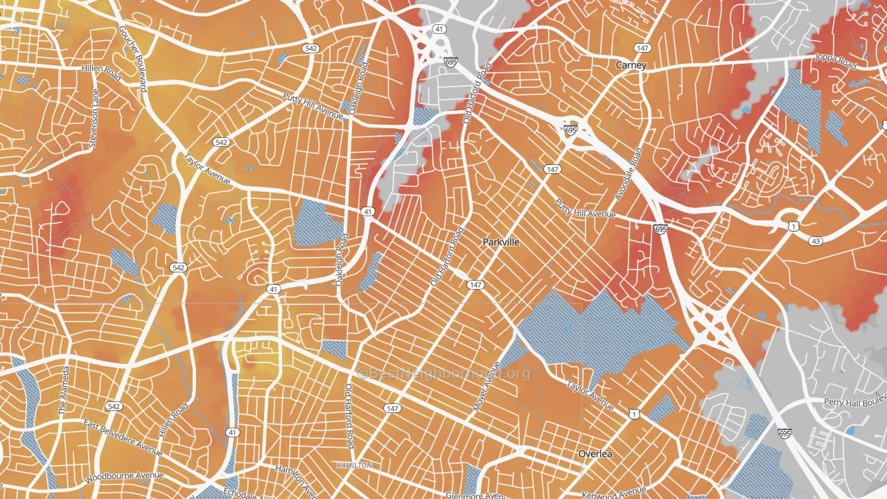 Transit Grade map of Villa Cresta, Parkville, MD