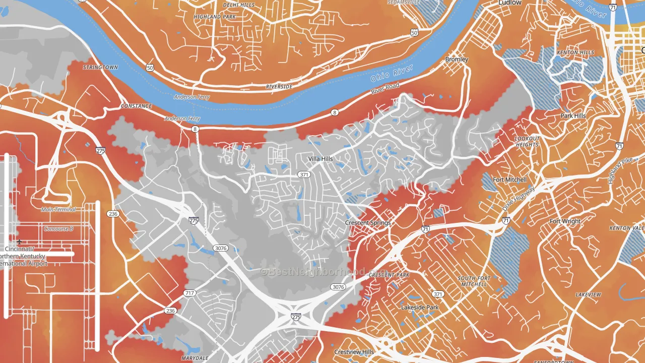 Transit Grade map of Villa Hills, KY