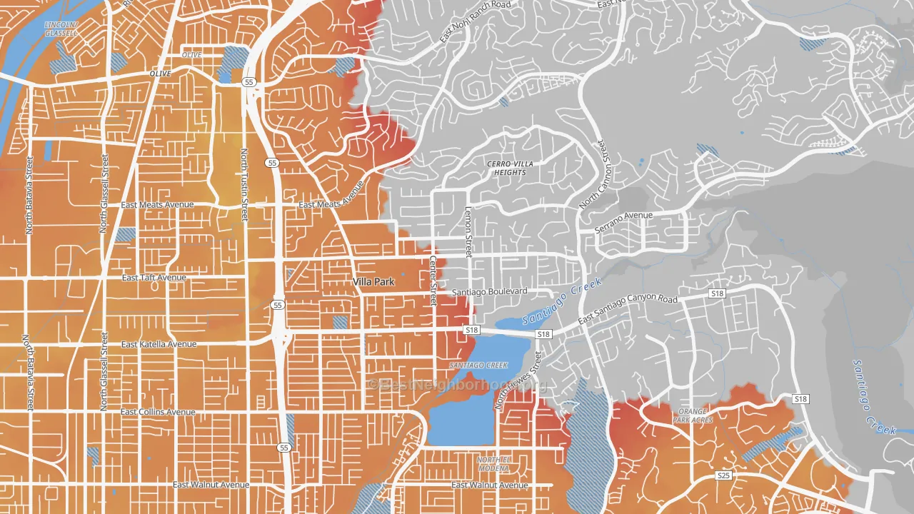 Transit Grade map of Villa Park, CA