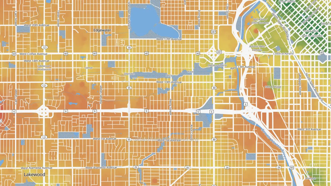 Transit Grade map of Villa Park, Denver, CO